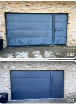 Herstellen glans garagepoort - reparation porte garage